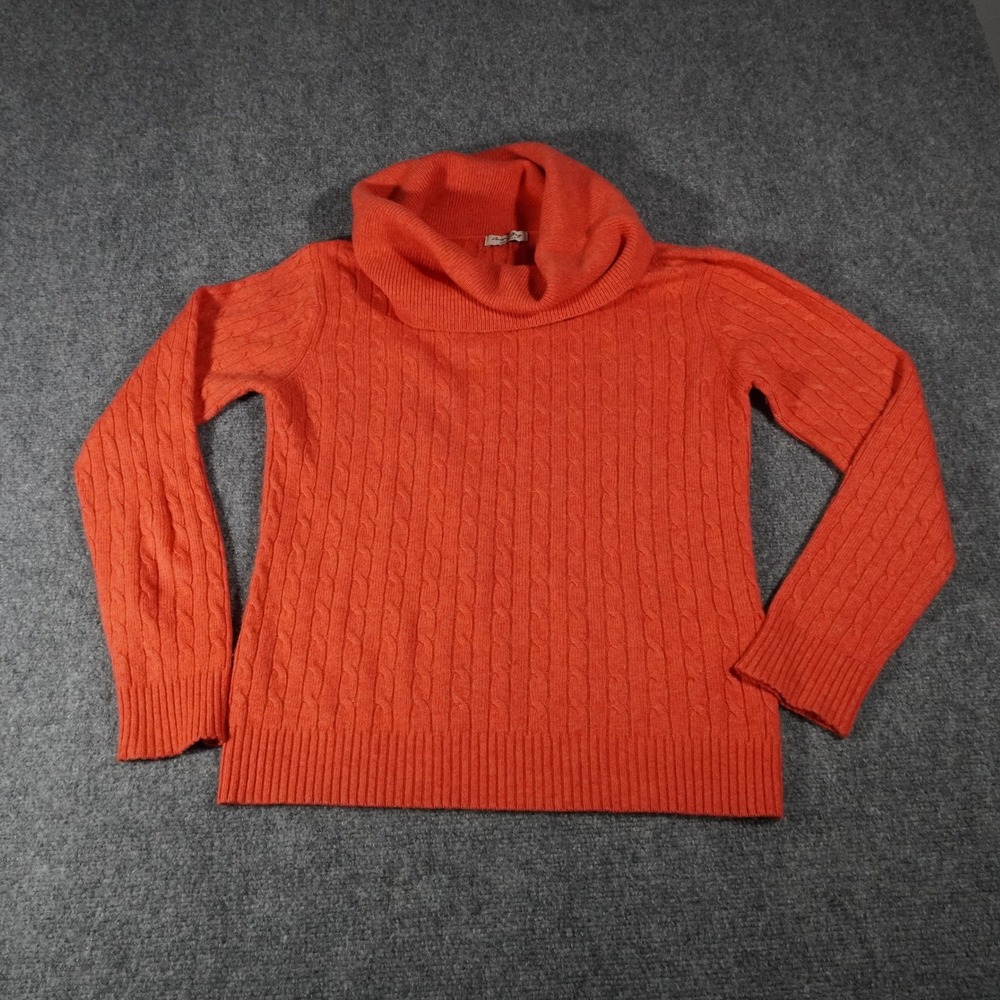 Christian Berg Cable Knit Cowl Neck Sweater Orange Cashmere‎ Blend Size 40